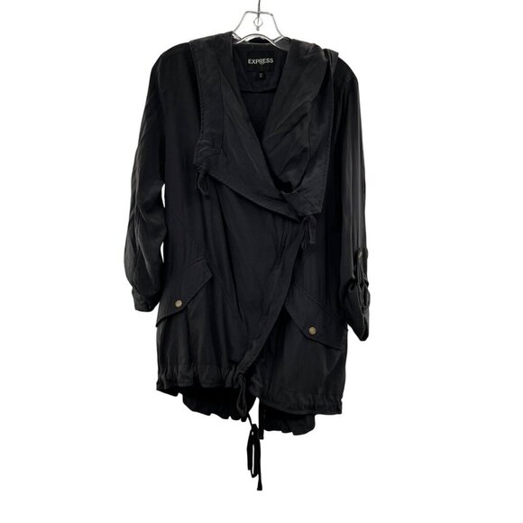 Express Women's Lightweight Hooded Jacket Long Roll Tab Sleeve Gray Size XS - Picture 1 of 9